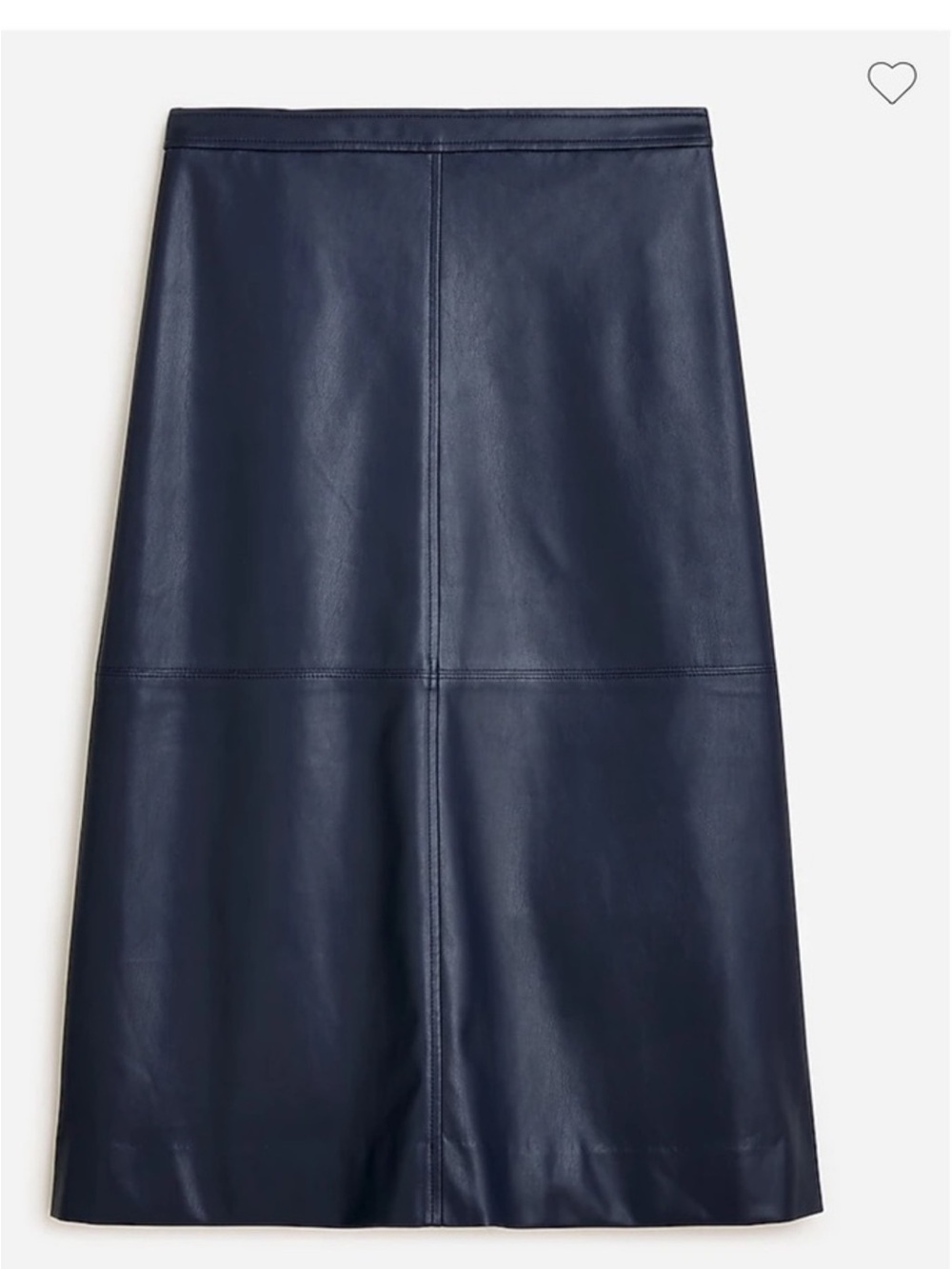 J. Crew A-line midi skirt in faux leather NAVY 8